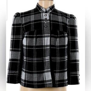 Mixit Gray Plaid Buttoned Fabric Babydoll Blazer Jacket Women's Size Small